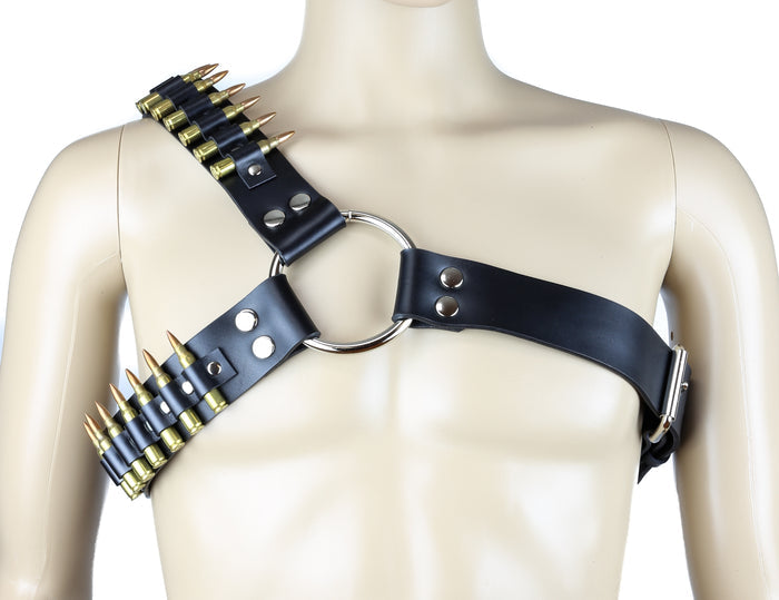 Real Bullet Leather Harness Nickel Shell Nickel Tips  .223 Bullet