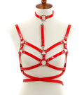 Red Bra Straps  Style Vegan Leather Harness With Belt