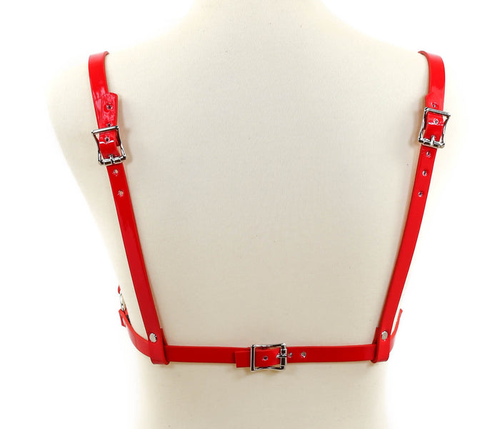 Red  Bra Straps  Style Vegan Leather Harness
