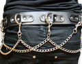 Removable Chain Bondage Belt Large 'D' Rings Genuine Leather