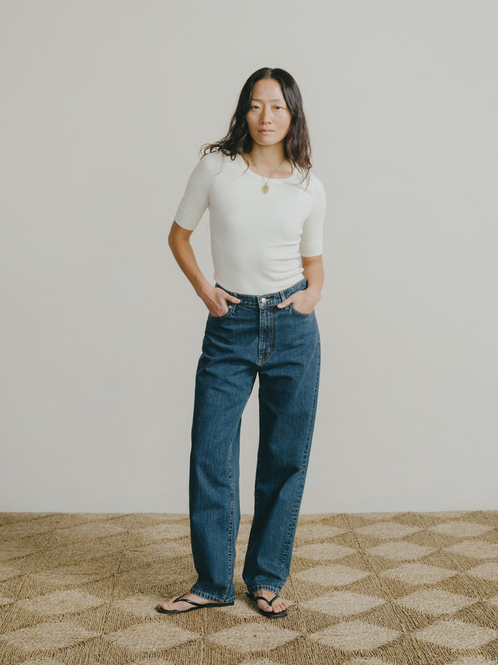 Rib Tee, Ribbed Silk Noil Jersey, Natural