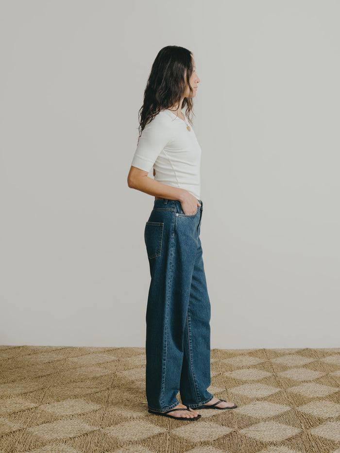 Rib Tee, Ribbed Silk Noil Jersey, Natural