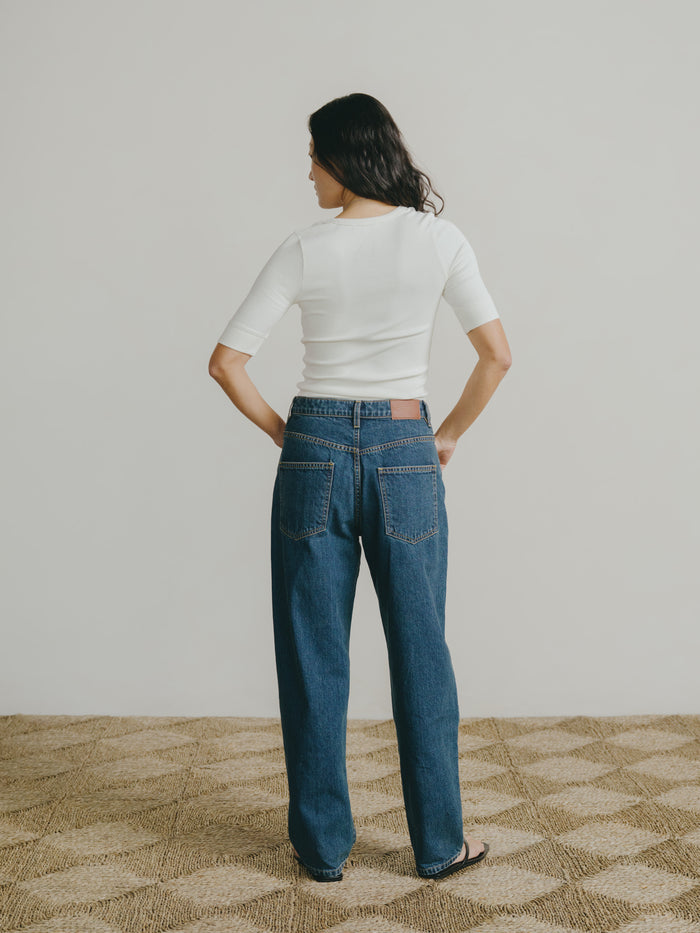 Rib Tee, Ribbed Silk Noil Jersey, Natural