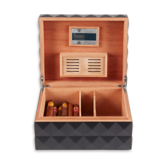 Richie Pyramid Design 75 Cigar Humidor in Matte Black