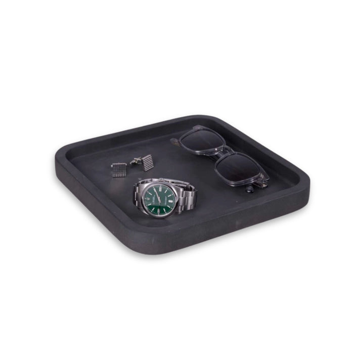 Robbie Genuine Marble Tray and Catch-All in Matte Black