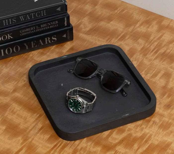 Robbie Genuine Marble Tray and Catch-All in Matte Black