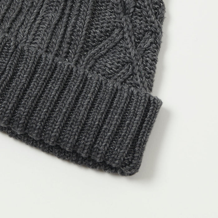 RoToTo Cotton Aran Watch Cap - Black Denim