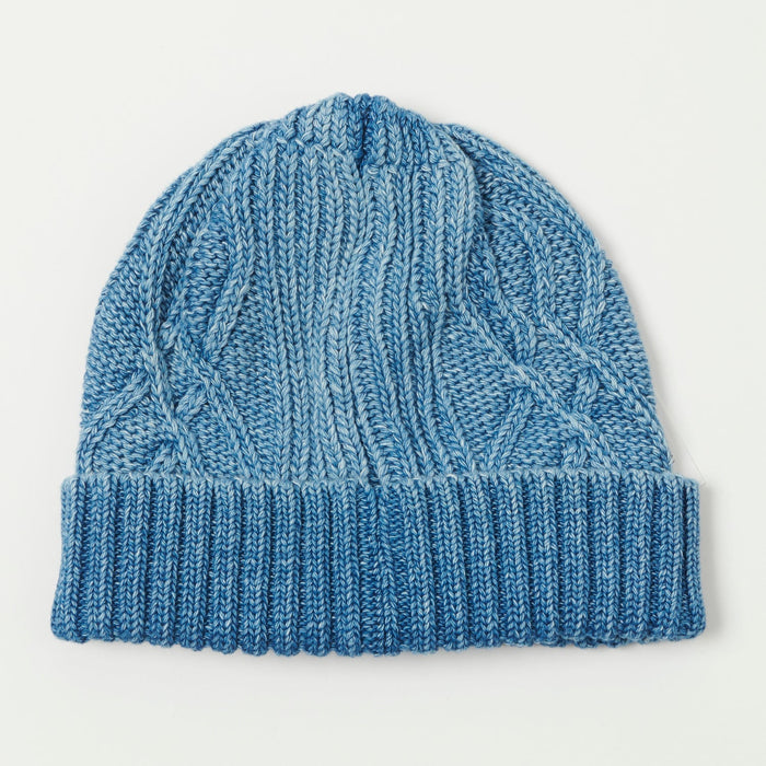 RoToTo Cotton Aran Watch Cap - Light Denim