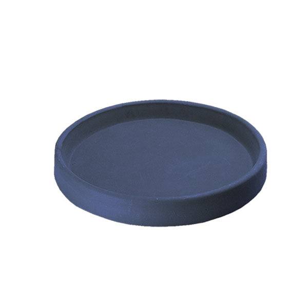 The All Delivery Options Saucer - Round - Charcoal - 16-inch is a lightweight, dark-colored saucer with raised edges, made of recyclable plastic or rubber and shown against a white background.