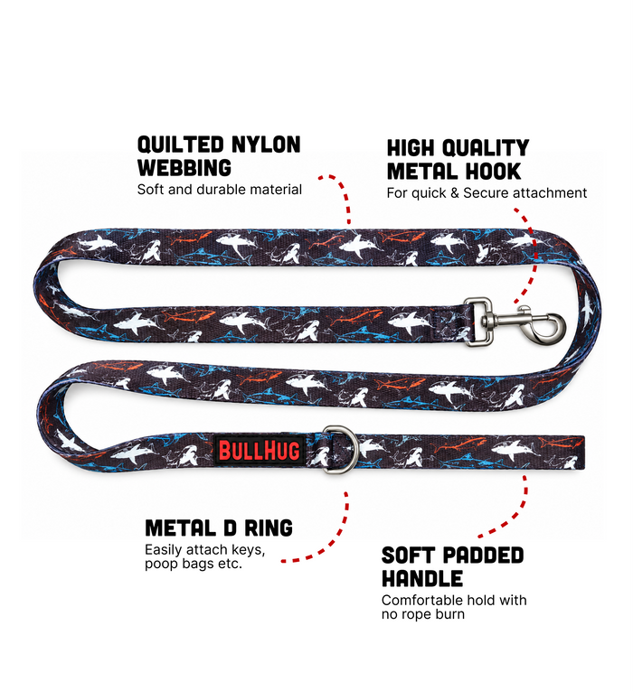 Shark BullHug 6ft Dog Leash – Padded Handle
