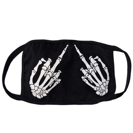 Skeleton Middle Finger Face Mask fabric face covering mask