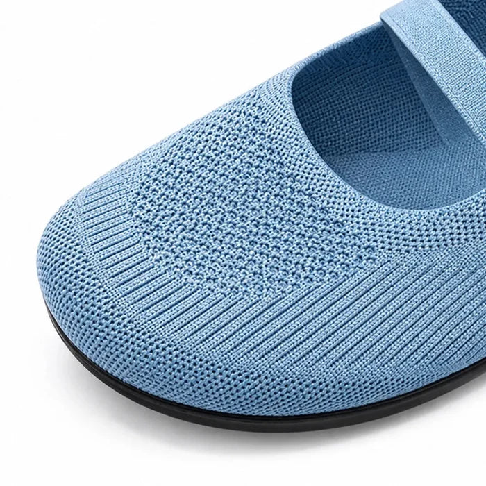 Soffea – Knit Mary Jane Flats with Elastic Straps for Women, Slip On Breathable Ballet Shoes
