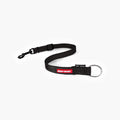 Black dog leash extension with a red logo on a white background