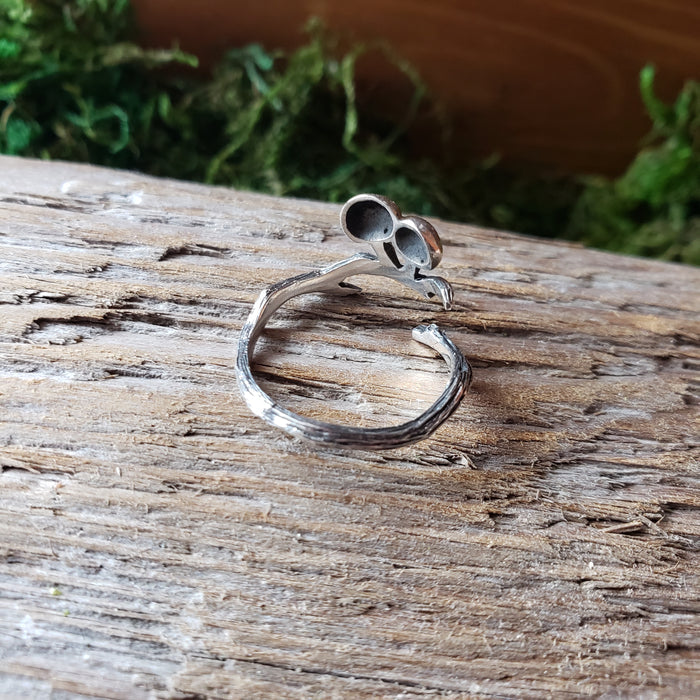 Sterling Silver Adjustable Branch and Mushroom Ring