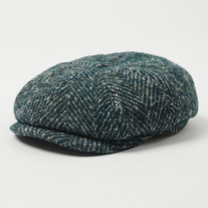 Stetson Hatteras Herringbone Flat Cap - Blue