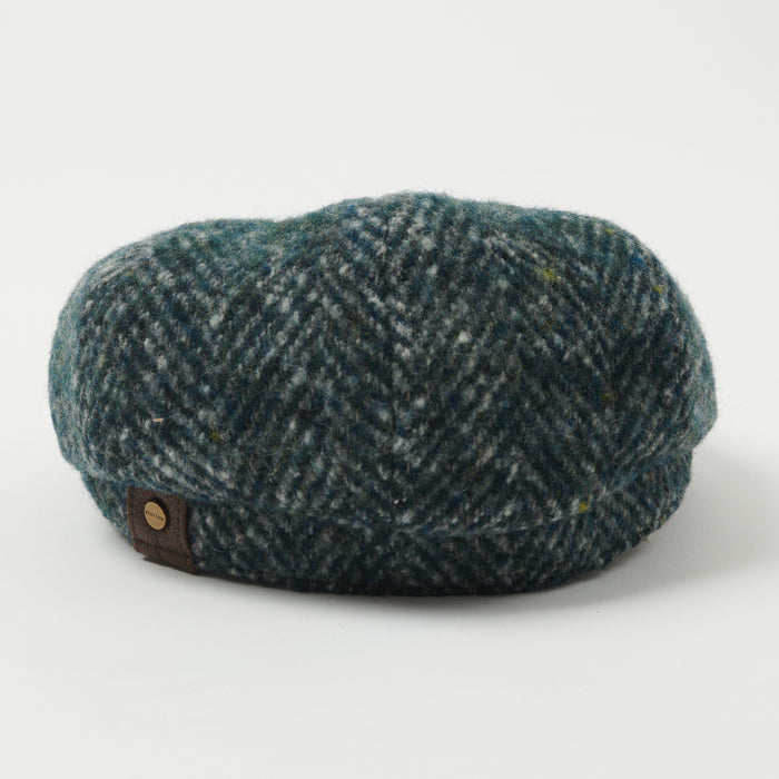 Stetson Hatteras Herringbone Flat Cap - Blue