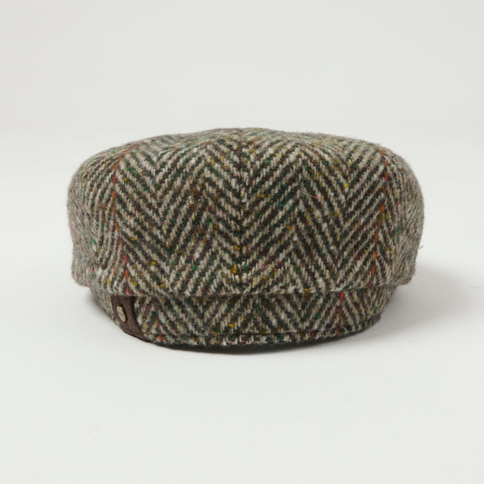 Stetson Hatteras Herringbone Flat Cap - Brown