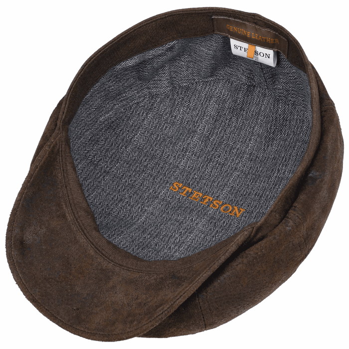 Stetson Hatteras Pigskin Flat Cap - Dark Brown