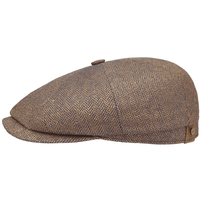 Stetson Hatteras Silk Herringbone Flat Cap - Brown Melange