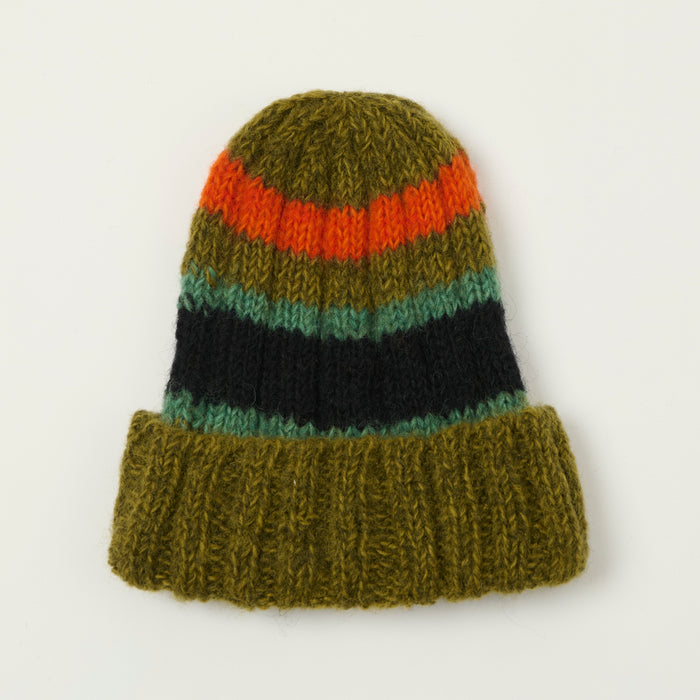 Sublime Hand Knit Stripe Beanie - Moss