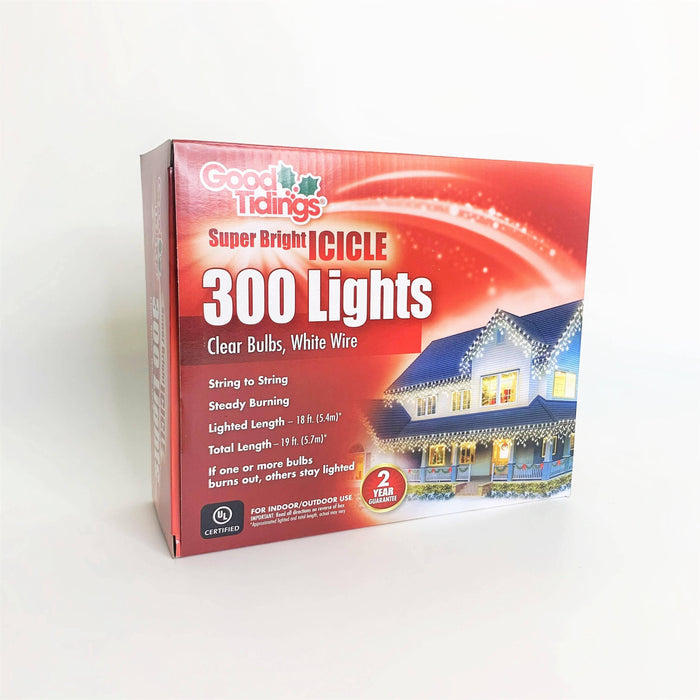 Super Bright Icicle 300 ct. Light String Clear - Hicks Nurseries