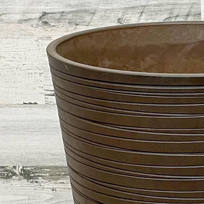 Tall Round Planter Chocolate - 12-inches - Hicks Nurseries