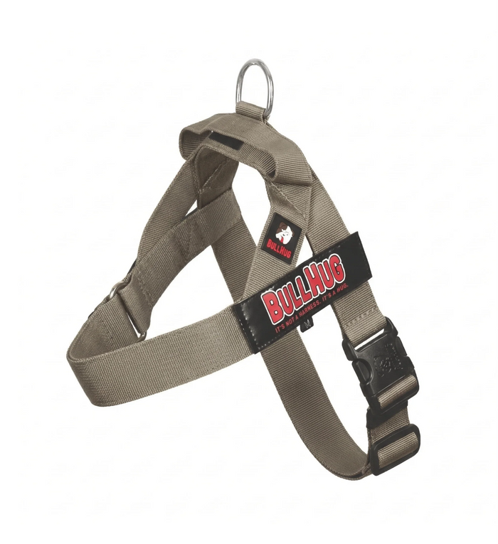 Taupe BullHug Dog Harness & Leash Combo