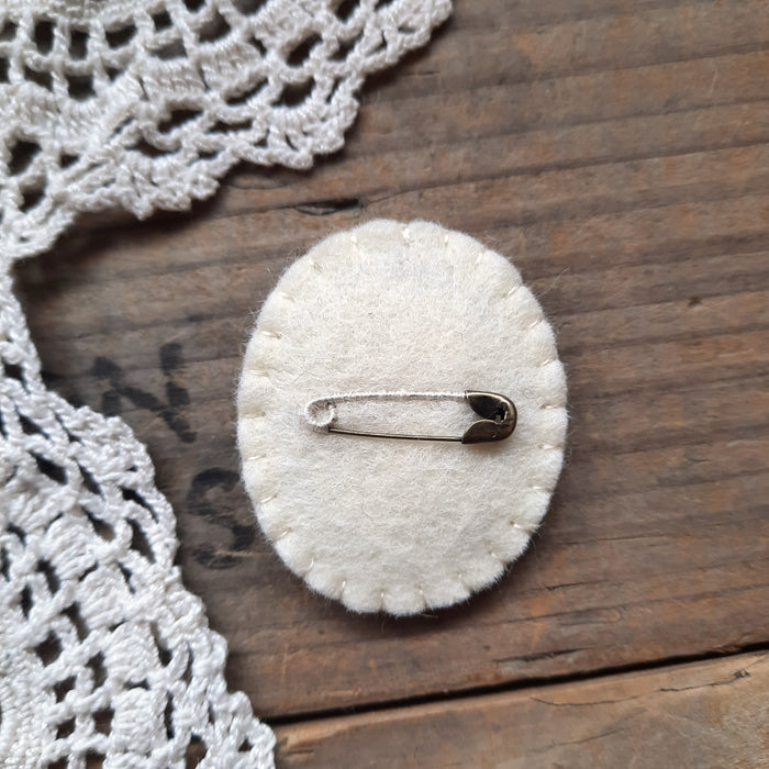 Tiny Embroidered Floral Fox Brooch