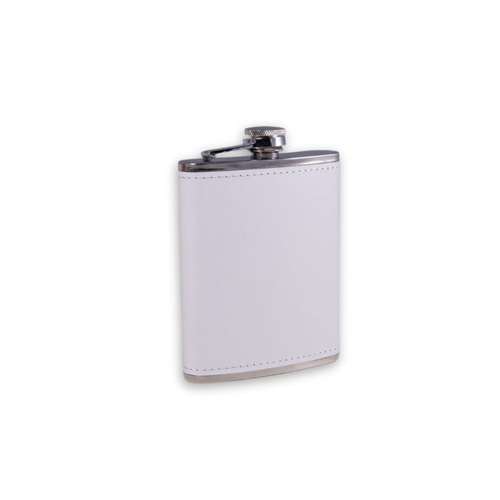 Victoria 6oz Leather Flask in white