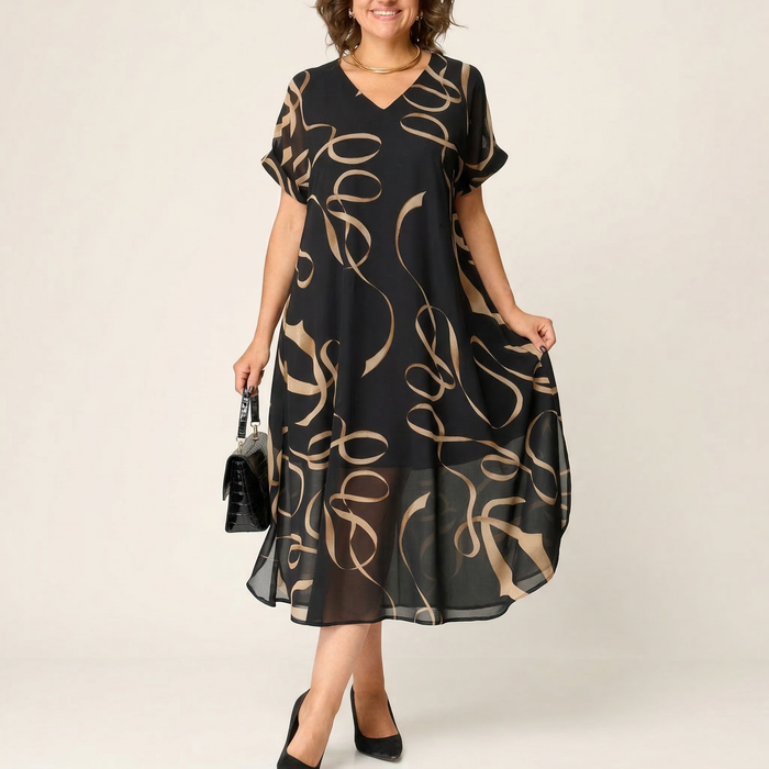 Vivara – Flowing Chiffon Midi Dress for Women