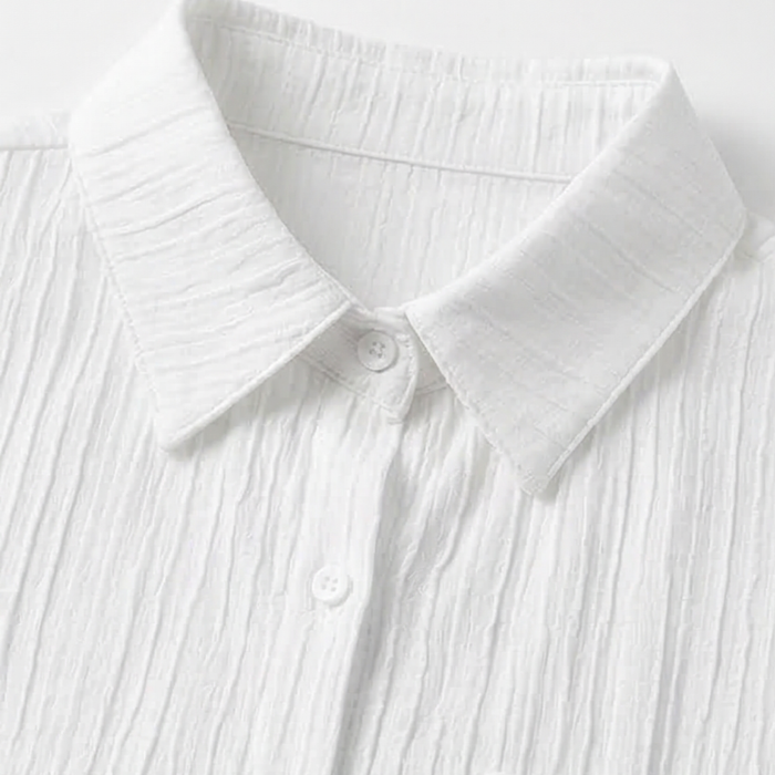 Vivara – Textured Crinkle Button Down Blouse for Women