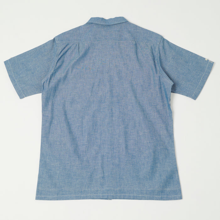 Warehouse & Co 3091 Duck Digger Open Collar Chambray Shirt - Blue