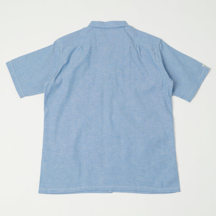 Warehouse & Co 3091 Duck Digger Open Collar Chambray Shirt - Sax