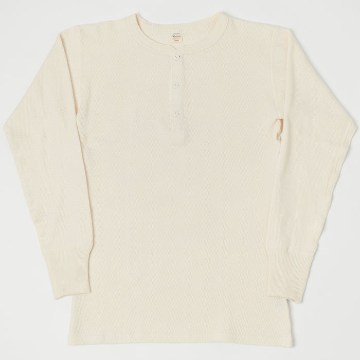 Warehouse & Co 5904 Waffle Knit Thermal Henley - Ecru