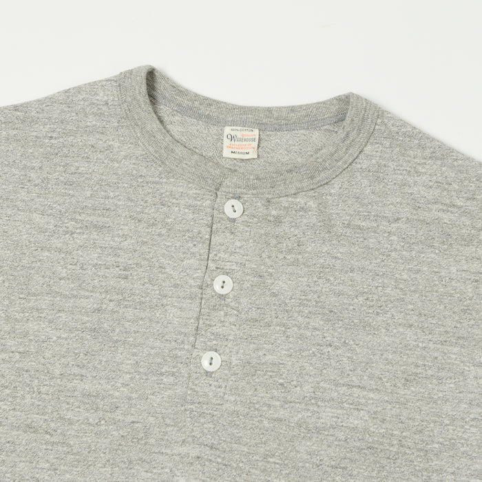 Warehouse & Co 5907 Long Sleeve Henley - Heather Grey