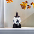 The Water Globe - Witch from Available for Pick-up & Delivery features a whimsical witch on a broomstick inside a captivating globe. The black base, adorned with a witchs hat design, makes it perfect Halloween decor. Autumn leaves add charm to this enchanting piece for your mantel.