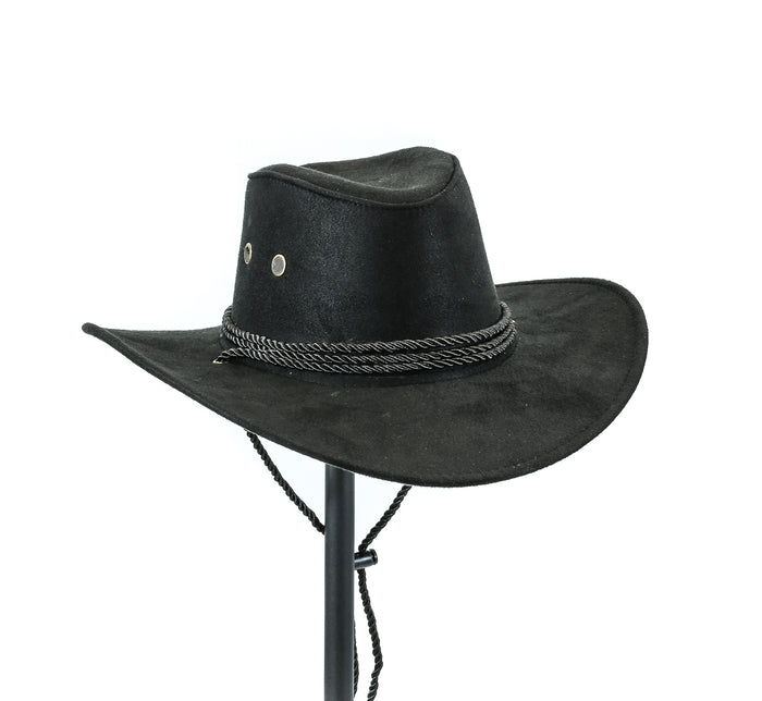 Western Cowboy Hat Conch Rope Band Wide Brim Cowgirl Jazz Cap Wool Blend