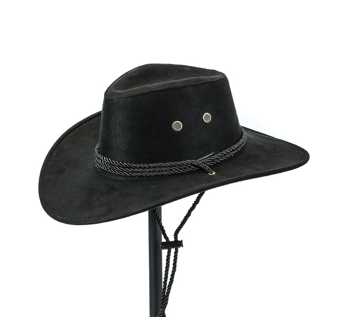 Western Cowboy Hat Conch Rope Band Wide Brim Cowgirl Jazz Cap Wool Blend