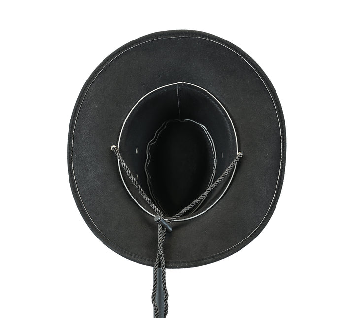 Western Cowboy Hat Conch Rope Band Wide Brim Cowgirl Jazz Cap Wool Blend