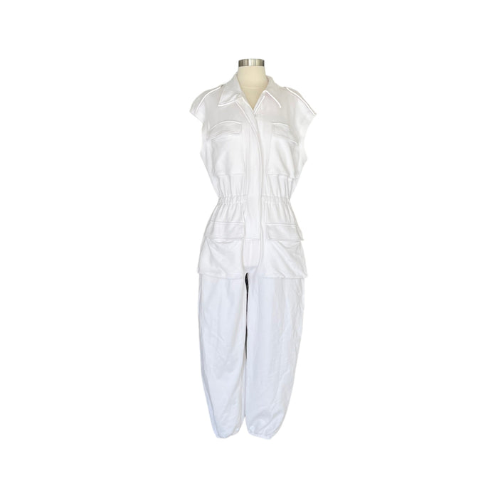 White Cargo Jumpsuit - M