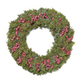Introducing the Wreath - Pepperberry by Available for Pick-up & Delivery: a holiday symbol with lush green foliage, vibrant red pepperberries, and blue berries arranged in a captivating circular pattern.