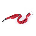 A red EzyDog Zero Shock Extension leash with a shock-absorbing feature and a traffic control handle.